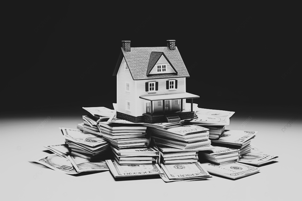 Property-secured private credit concept showing a house sitting on money, representing affordable business funding, capital raising, equity alternatives, non-dilutive finance, working capital, and flexible investment solutions for small and mid-market businesses.